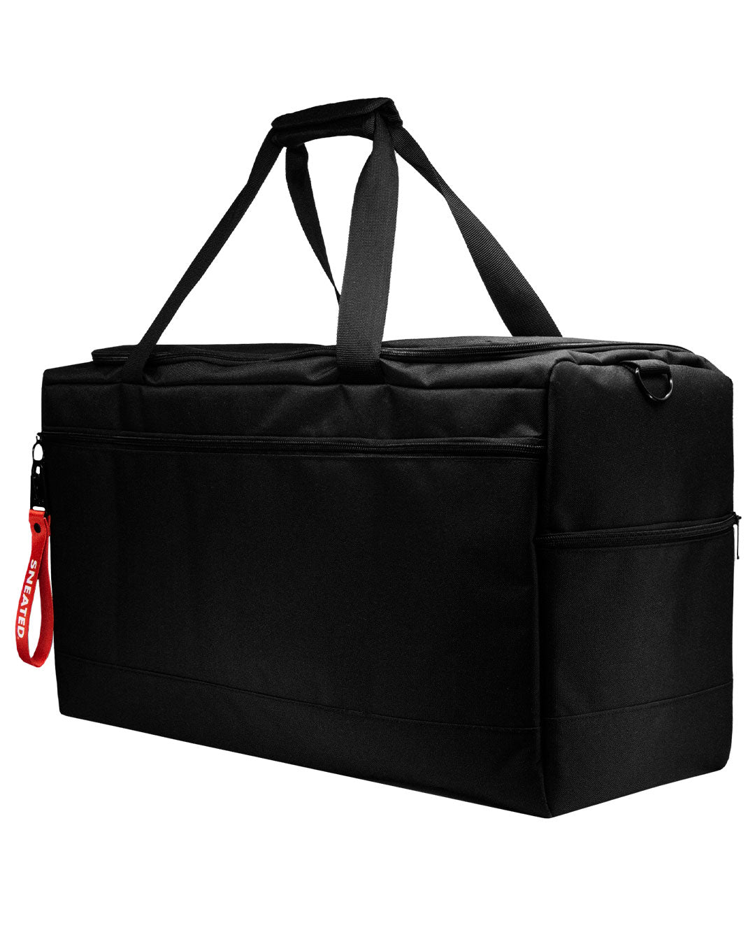 Sneated Duffle Bag Schwarz - hochwertige Sneaker Reisetasche mit rotem Logo-Tag