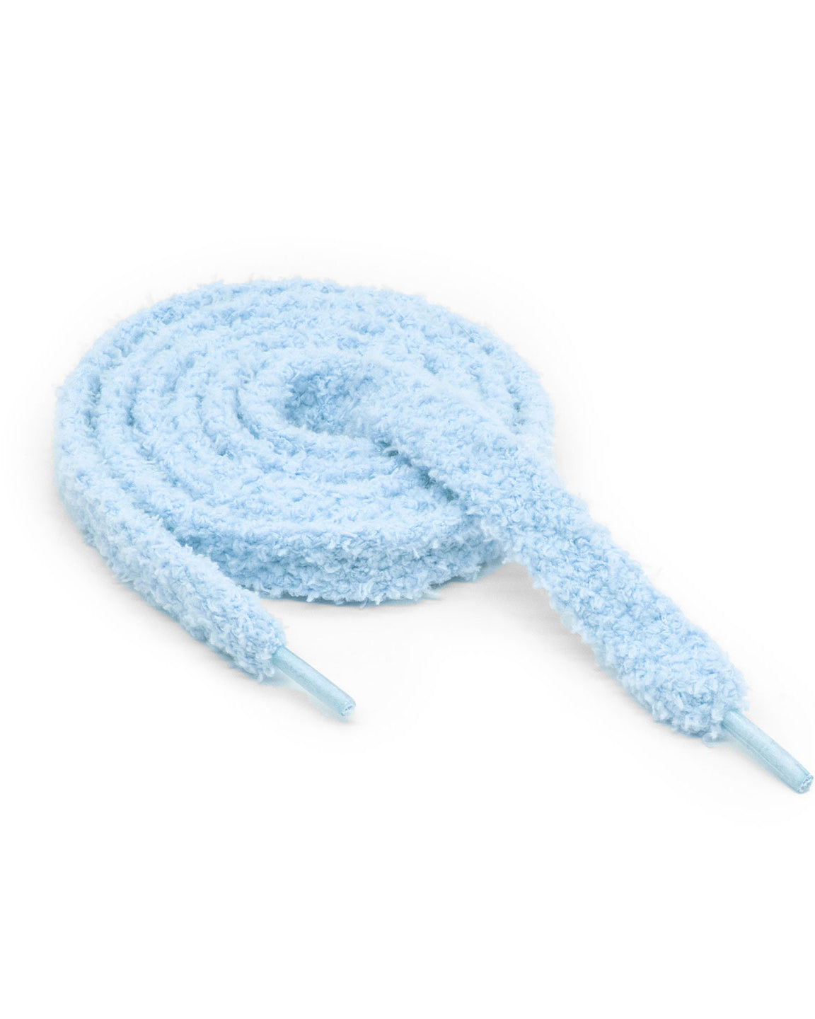 Hellblaue Fuzzy Laces zusammengerollt, weiche Oberfläche