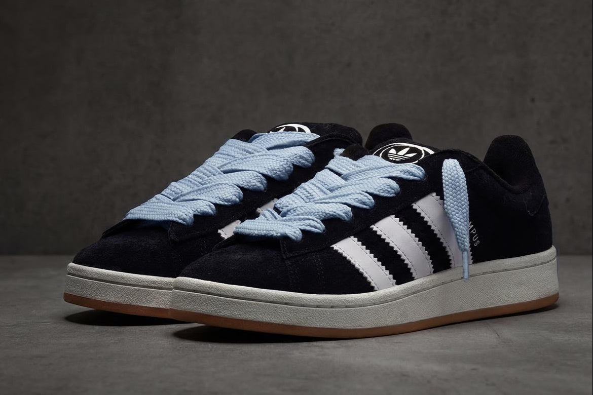 blaue sneated fat laces gelaced